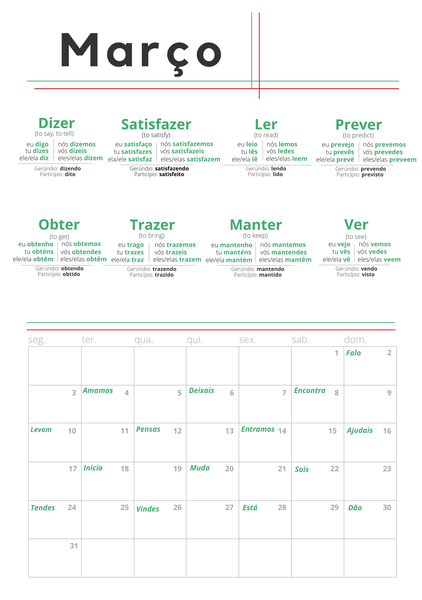 Portuguese Verb Calendar
