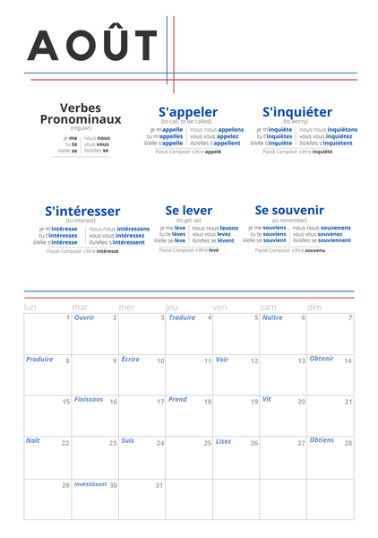 French Verb Calendar