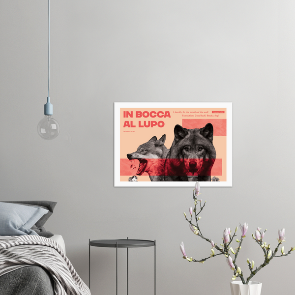 Italian Idiom Poster - In the mouth of the wolf