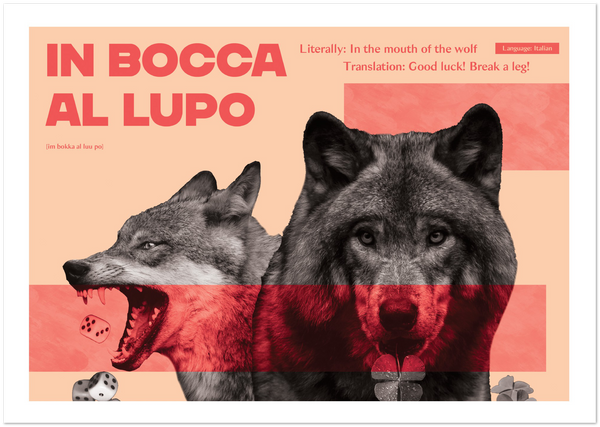 Italian Idiom Poster - In the mouth of the wolf
