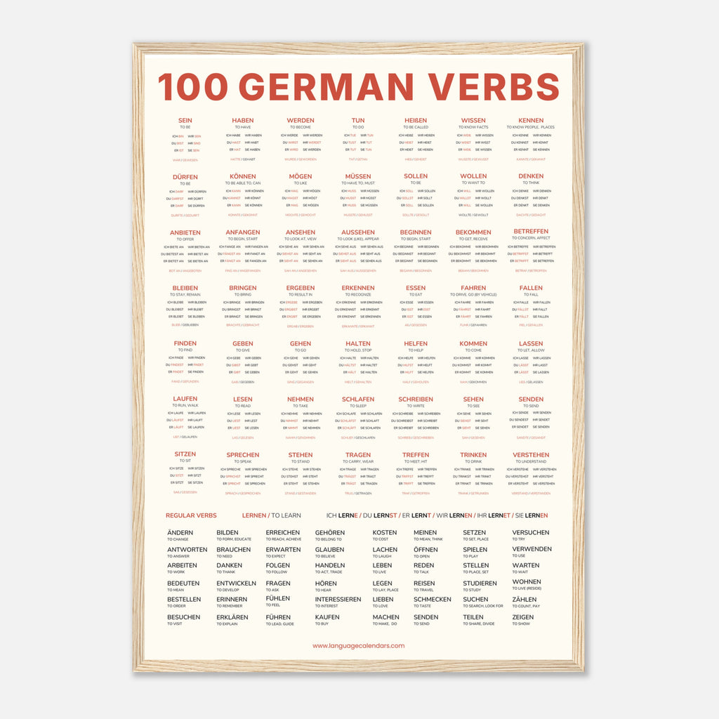 100 German Verbs Poster