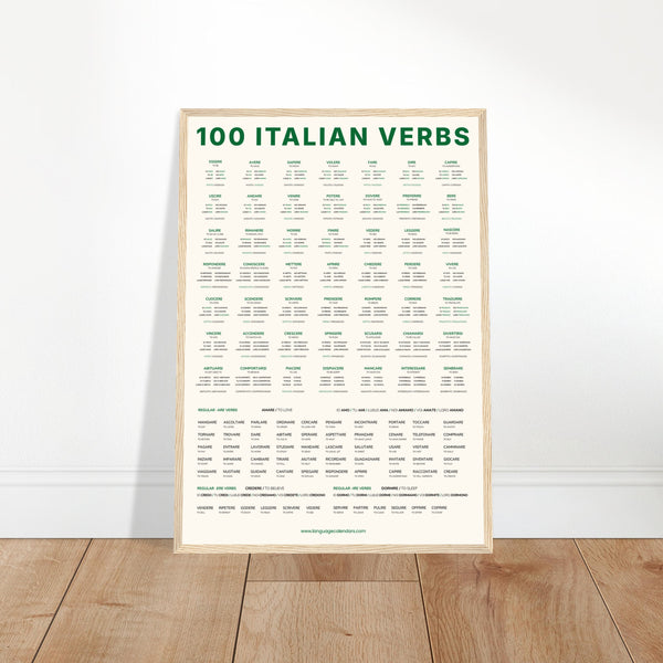 100 Italian Verbs Poster