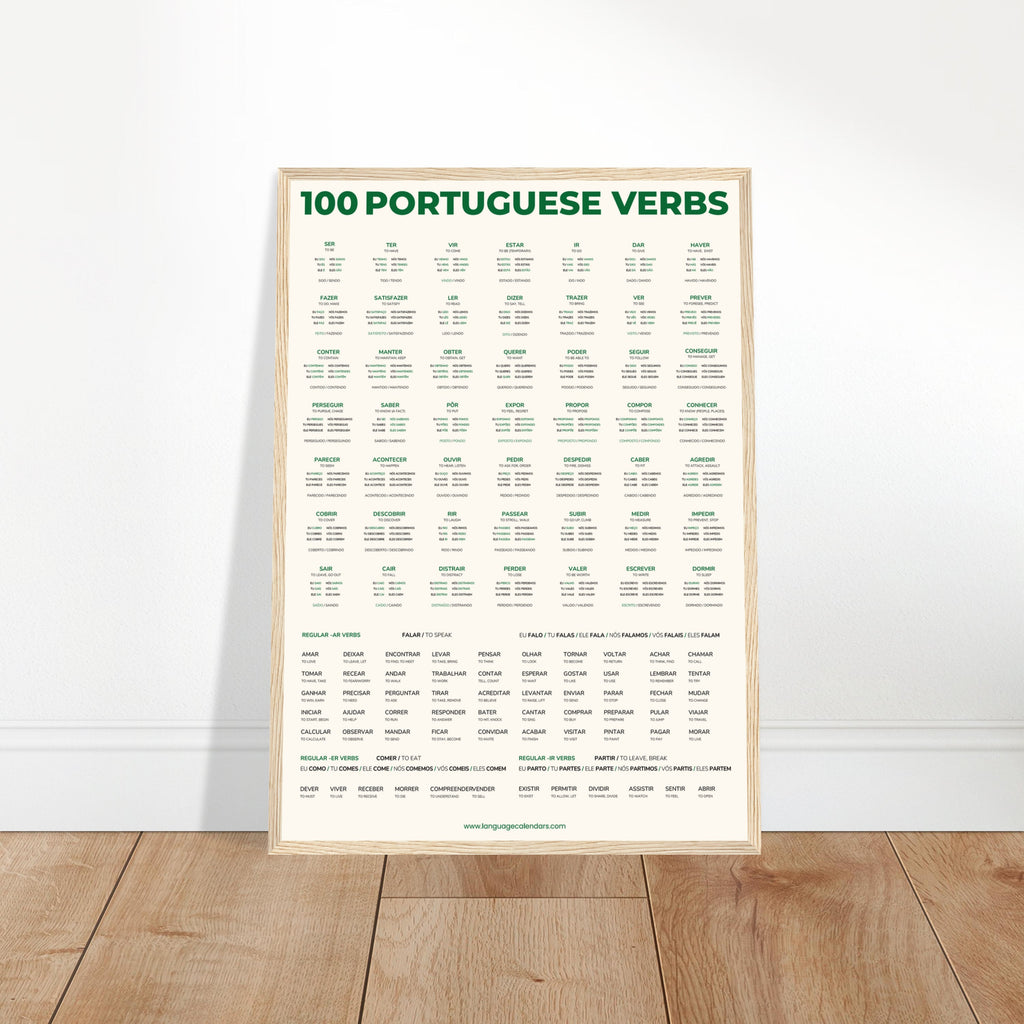 100 Portuguese Verbs Poster