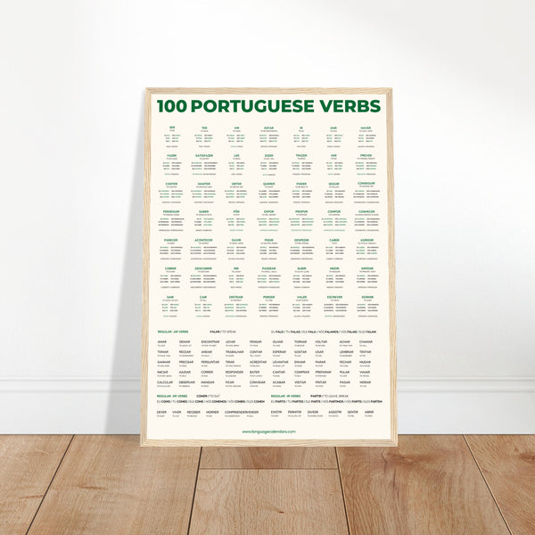 100 Portuguese Verbs Poster