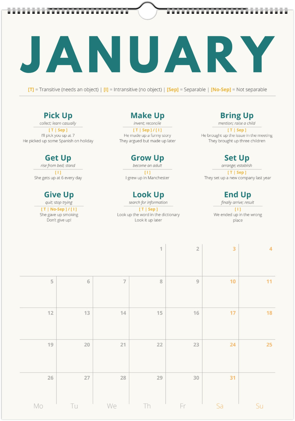 English Phrasal Verb Calendar 2026