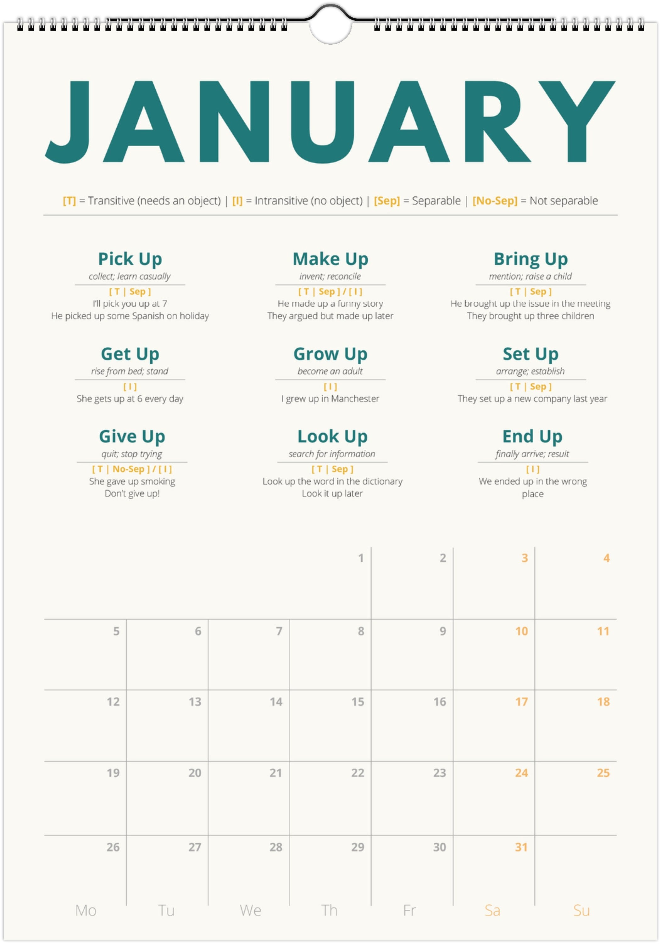 English Phrasal Verb Calendar 2026