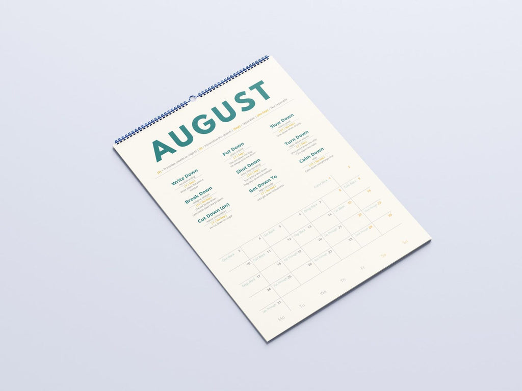 English Phrasal Verb Calendar 2027 – Language Learning, A3 Wall Calendar