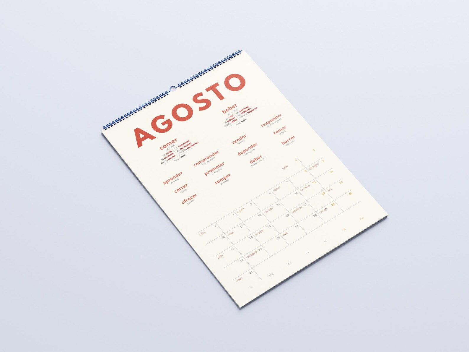 Spanish Preterite Verb Calendar 2027 – Language Learning, A3 Wall Calendar