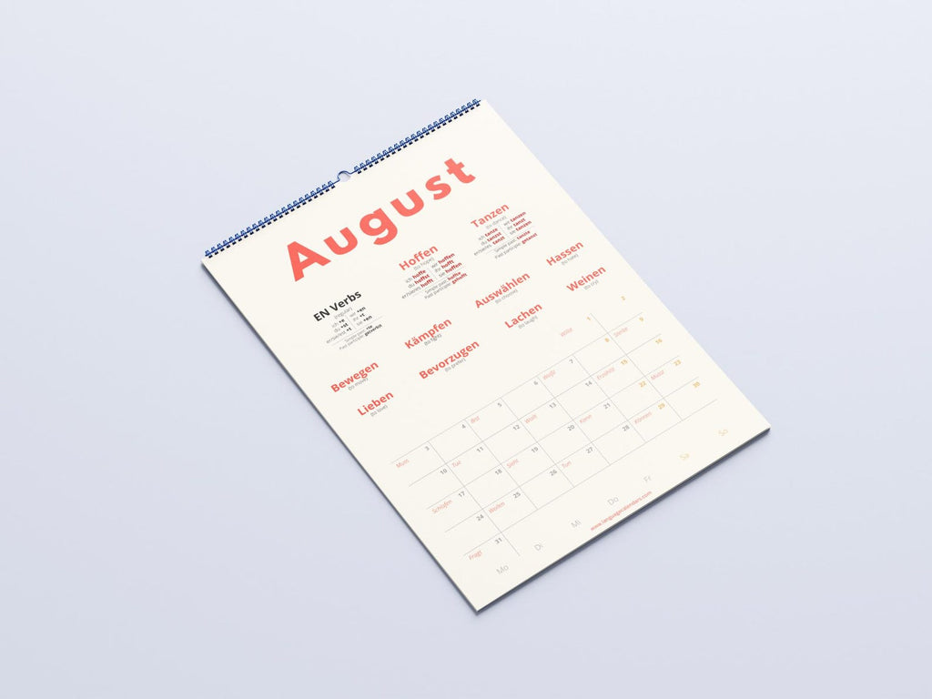 German Verb Calendar 2027 – Language Learning, A3 Wall Calendar