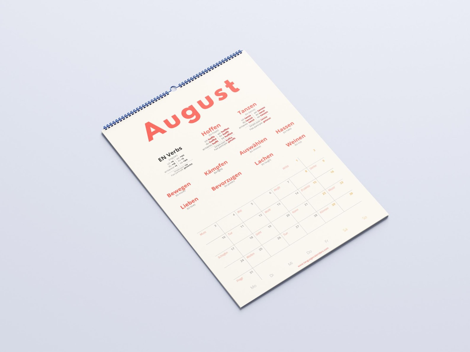 German Verb Calendar 2027 – Language Learning, A3 Wall Calendar