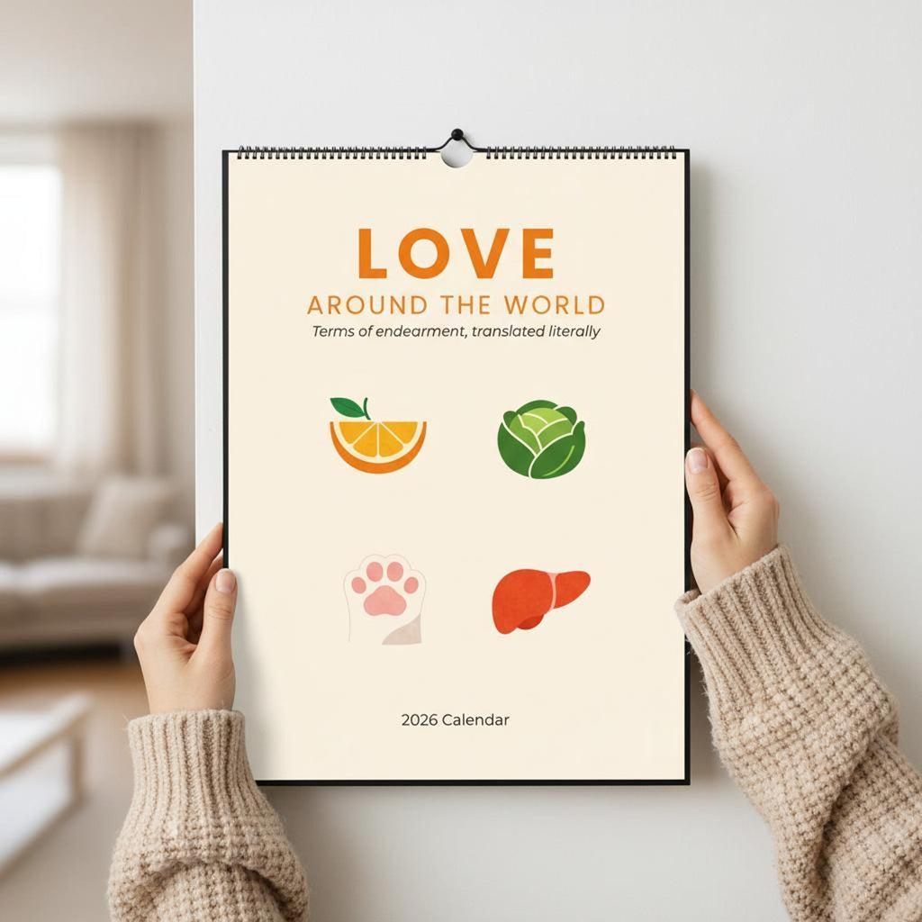 Love Around the World 2027 Calendar – Romantic & Funny Terms of Endearment from Around the Globe | Valentine’s Gift | A3 Wall Calendar