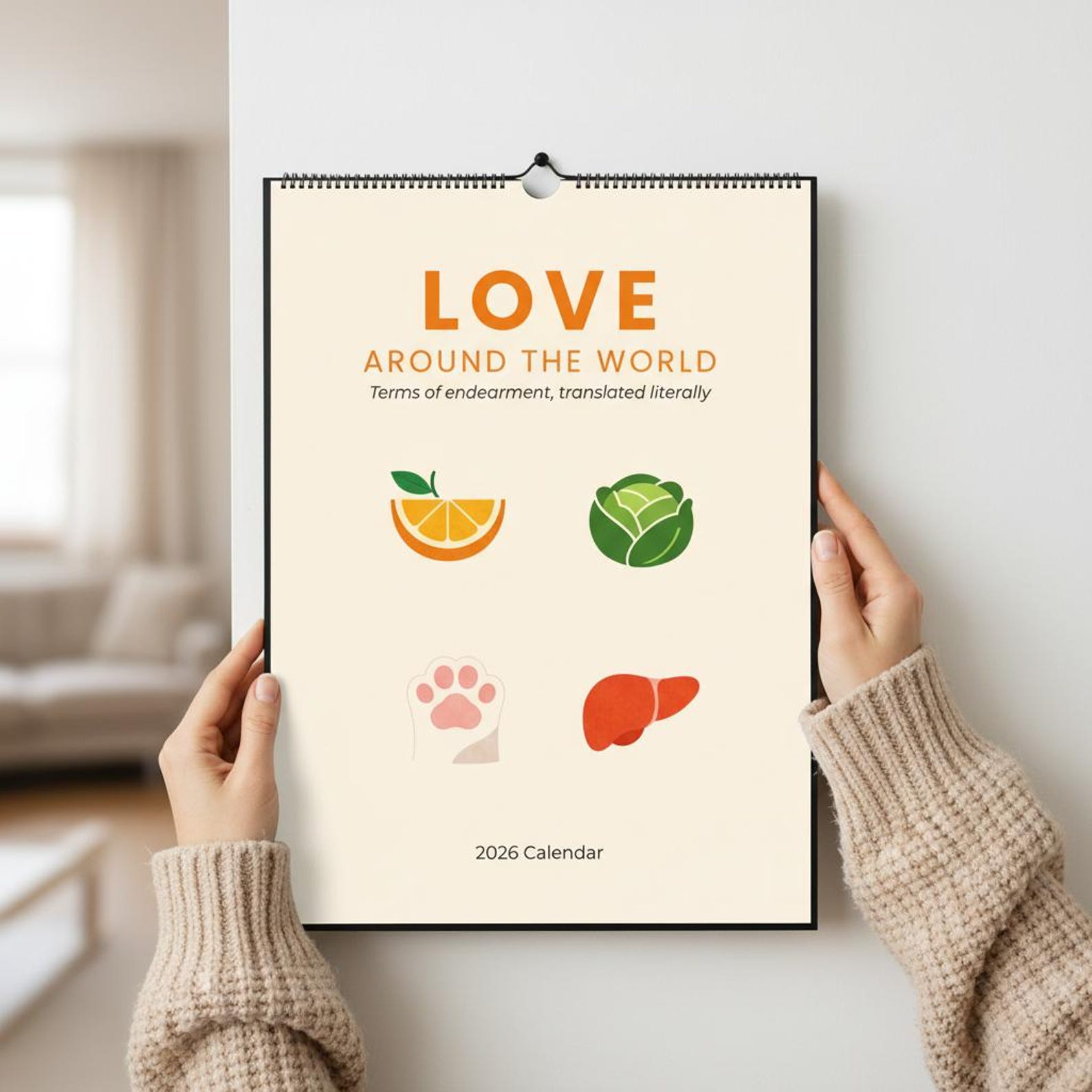 Love Around the World 2027 Calendar – Romantic & Funny Terms of Endearment from Around the Globe | Valentine’s Gift | A3 Wall Calendar