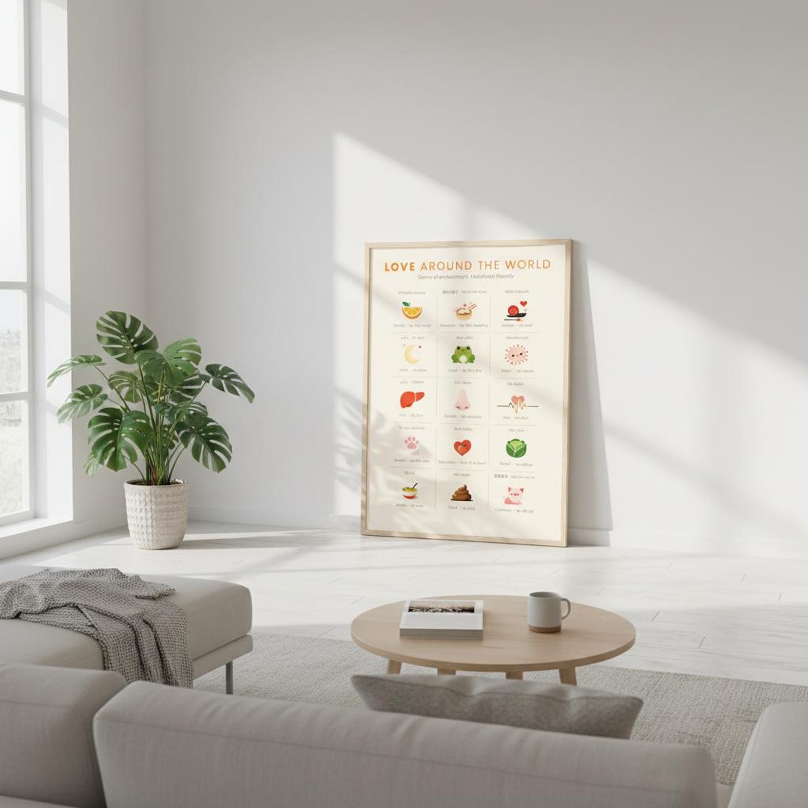 Love Around the World Poster – Terms of Endearment Translated Literally | Romantic & Funny Language Art Print | A2 / A3 Wall Poster