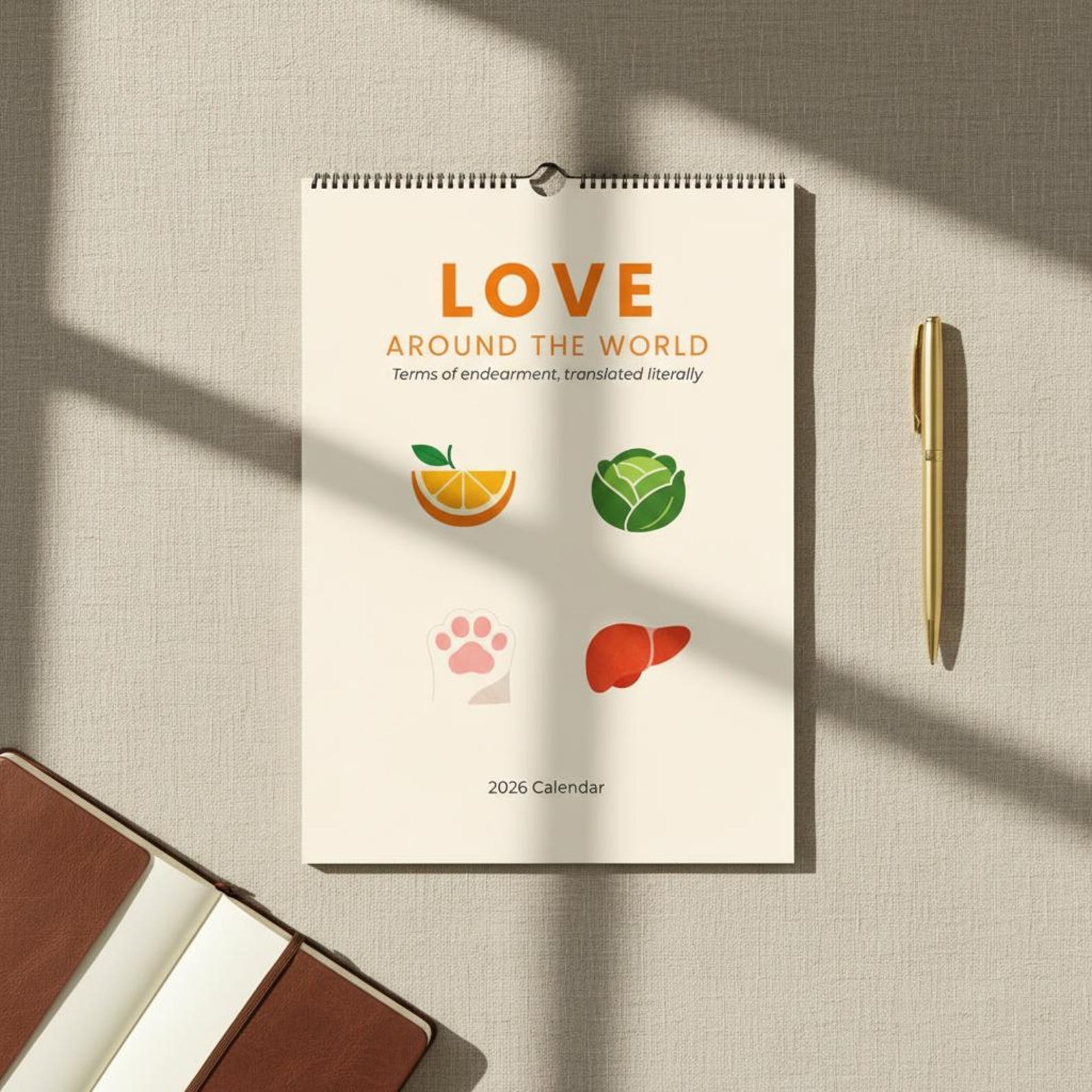 Love Around the World 2027 Calendar – Romantic & Funny Terms of Endearment from Around the Globe | Valentine’s Gift | A3 Wall Calendar