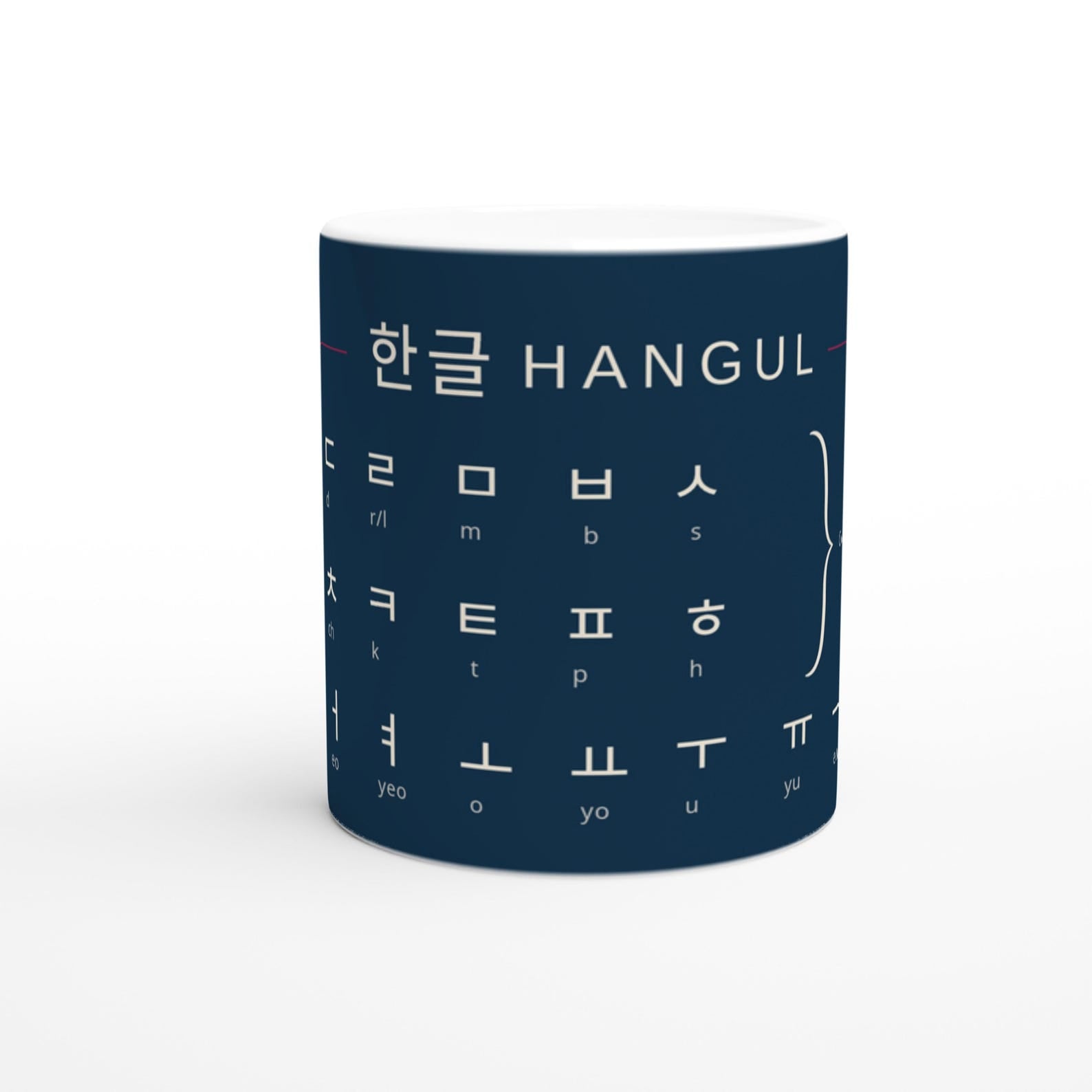 Korean Hangul Mug | Minimalist Korean Alphabet Mug | Learn Hangul Coffee Cup | Korean Language Gift | Modern Typography Mug