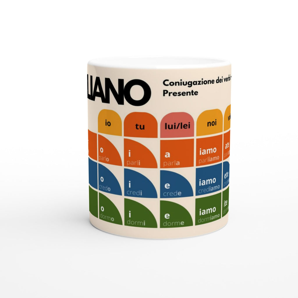 Italian Verb Conjugation Mug – Present Tense Regular Verbs (ARE ERE IRE) – Learn Italian Grammar – Stylish Language Learning Gift