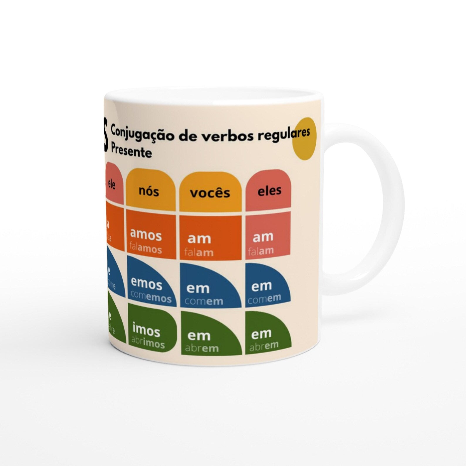 Portuguese Verb Conjugation Mug – Present Tense Regular Verbs (AR ER IR) – Learn Portuguese Grammar – Stylish Language Learning Gift