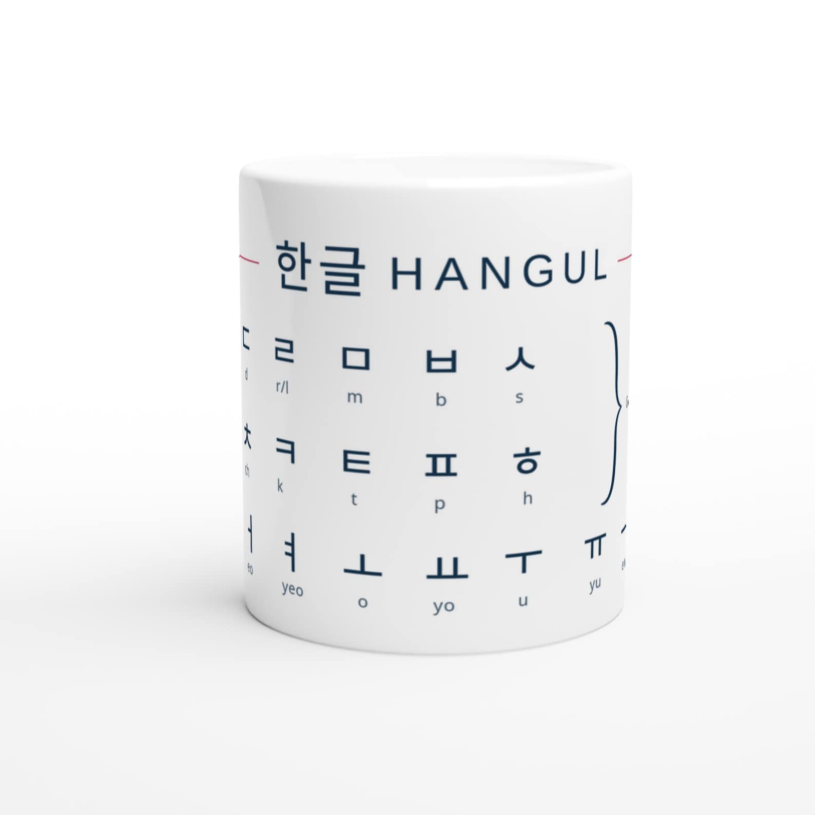 Korean Hangul Mug | Minimalist Korean Alphabet Mug | Learn Hangul Coffee Cup | Korean Language Gift | Modern Typography Mug