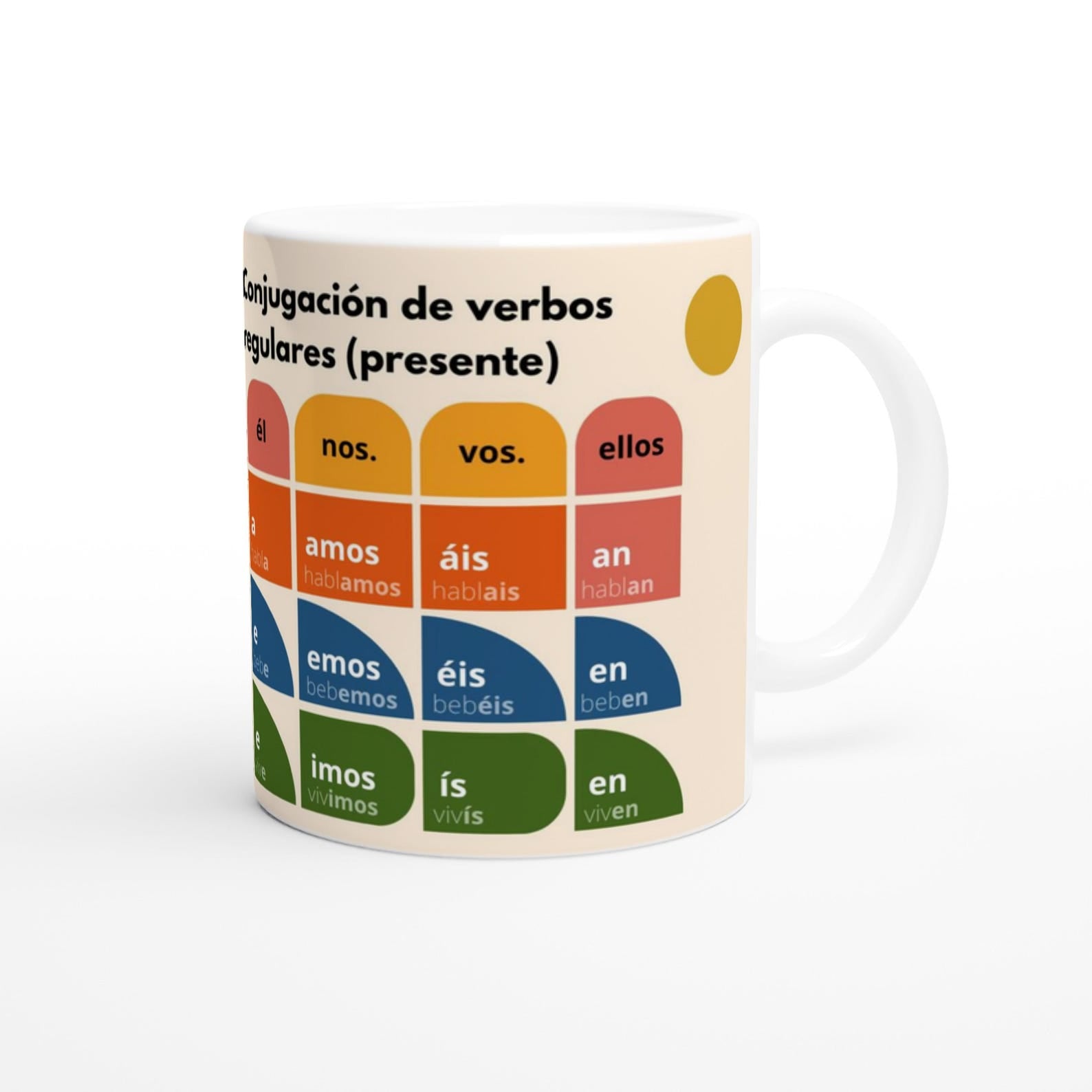 Spanish Verb Conjugation Mug – Present Tense Regular Verbs (AR ER IR) – Learn Spanish Grammar – Stylish Language Learning Gift