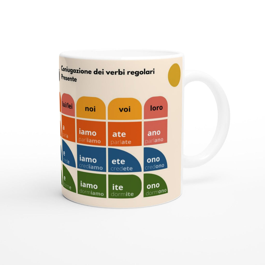 Italian Verb Conjugation Mug – Present Tense Regular Verbs (ARE ERE IRE) – Learn Italian Grammar – Stylish Language Learning Gift