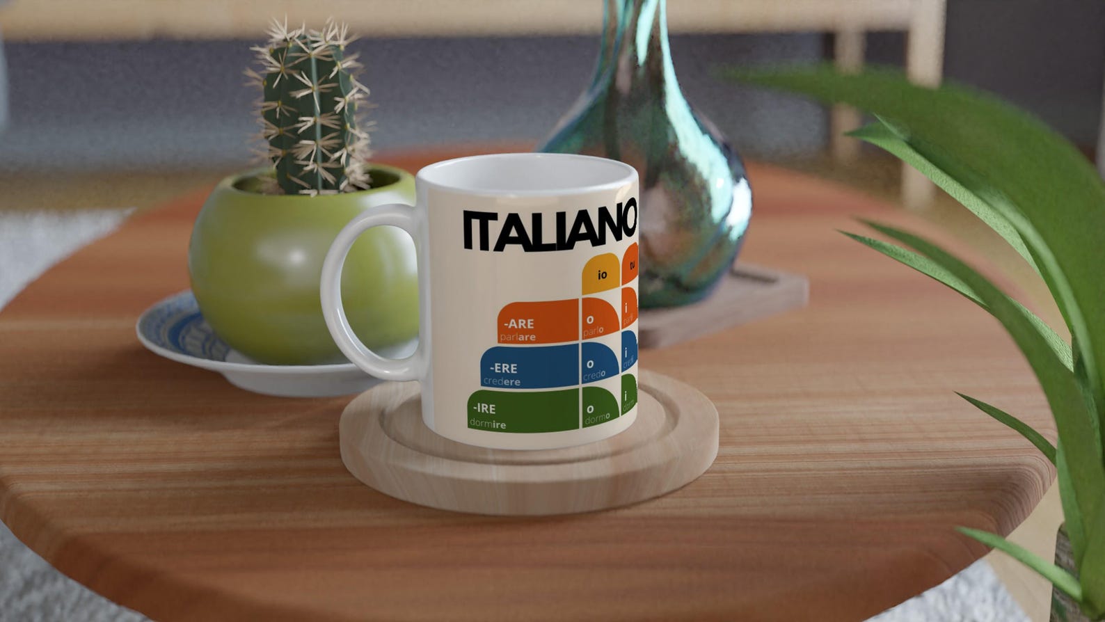 Italian Verb Conjugation Mug – Present Tense Regular Verbs (ARE ERE IRE) – Learn Italian Grammar – Stylish Language Learning Gift