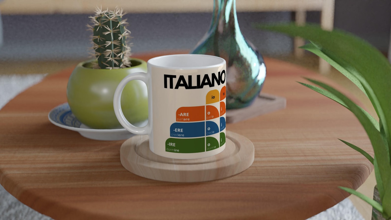 Italian Verb Conjugation Mug – Present Tense Regular Verbs (ARE ERE IRE) – Learn Italian Grammar – Stylish Language Learning Gift