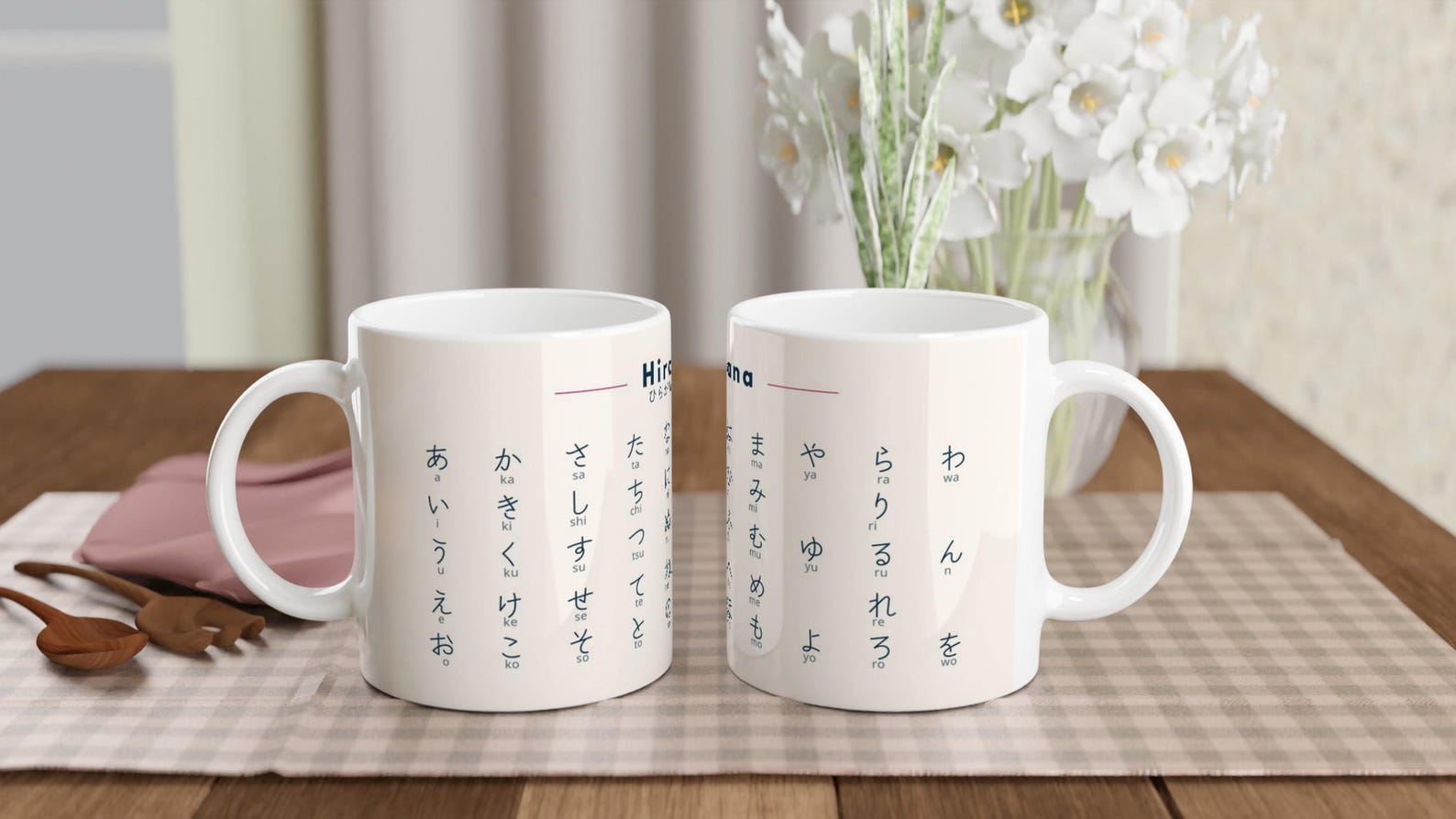 Hiragana Mug – Learn Japanese Alphabet | Minimalist Language Learning Gift | Japanese Study Cup | Hiragana Chart | Student Gift