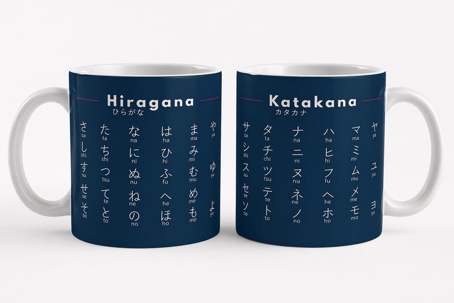 Katakana Mug – Learn Japanese Katakana Chart Mug – Minimalist Language Learning Gift – Japanese Study Cup – Aesthetic Hiragana Katakana Set