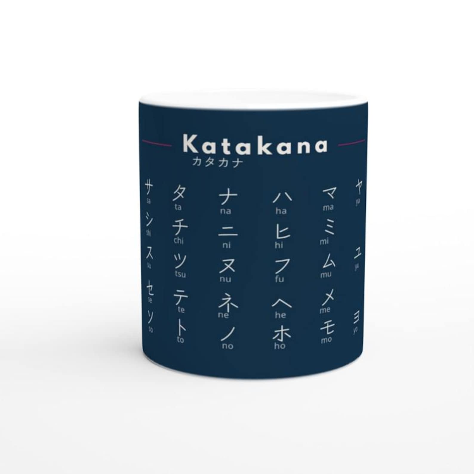 Katakana Mug – Learn Japanese Katakana Chart Mug – Minimalist Language Learning Gift – Japanese Study Cup – Aesthetic Hiragana Katakana Set