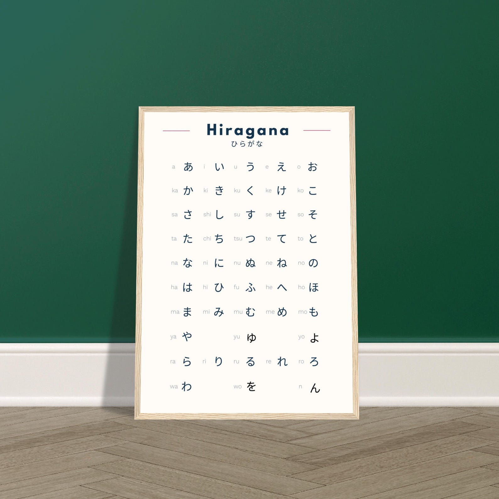 Hiragana Poster – Learn Japanese Hiragana Chart – Minimalist Japanese Wall Art – Japanese Alphabet Print – Language Learning Decor