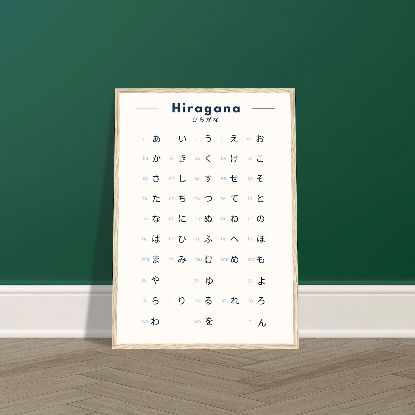 Hiragana Poster – Learn Japanese Hiragana Chart – Minimalist Japanese Wall Art – Japanese Alphabet Print – Language Learning Decor