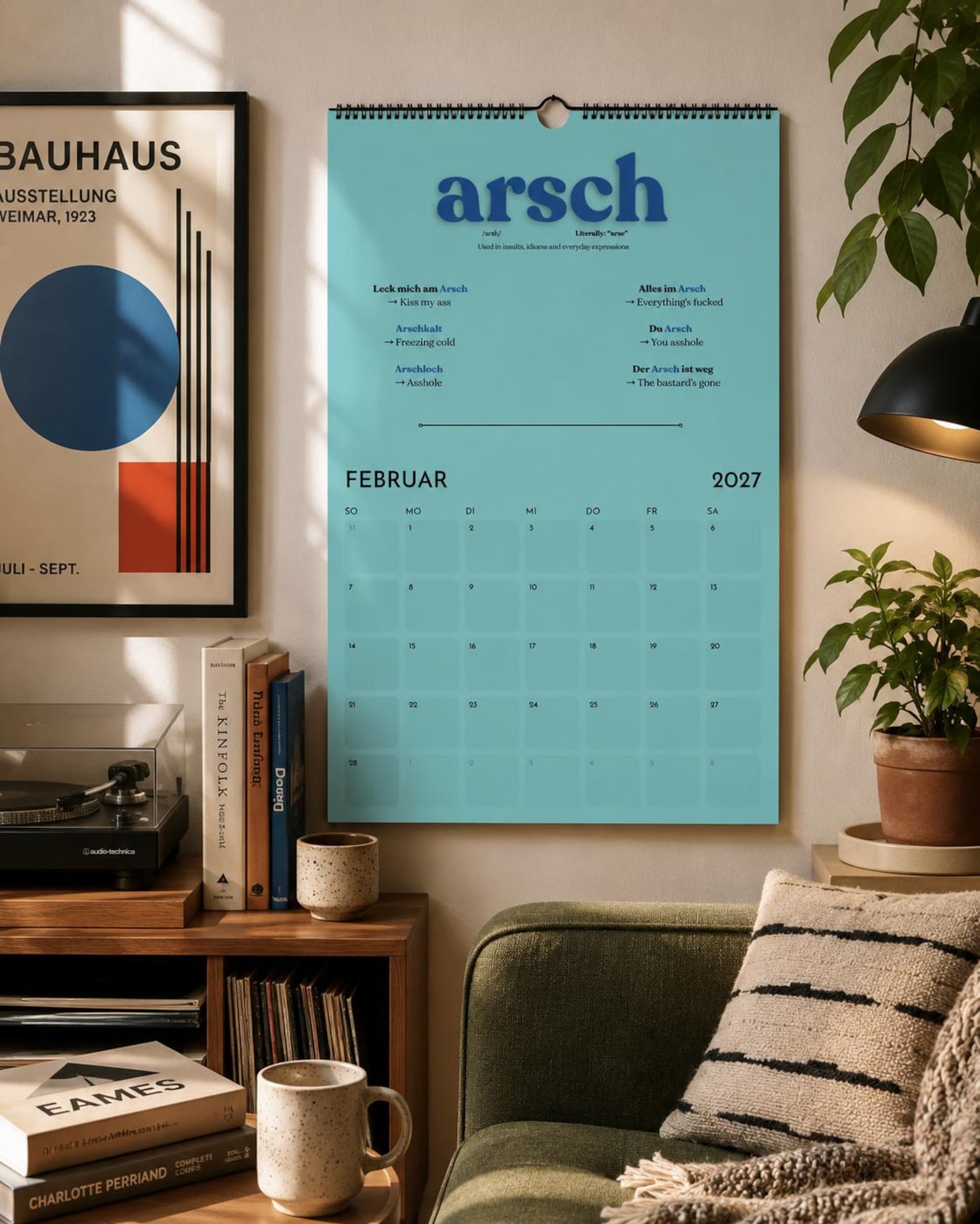 German Swearing Calendar 2027 | Learn German Slang & Swear Words | Funny German Gift | A3 Wall Calendar | Adult Language Learning Gift