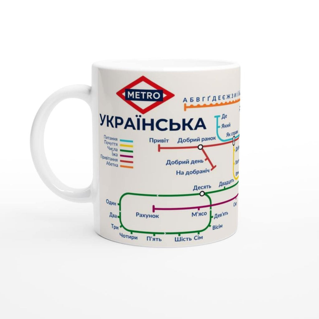UKRAINIAN METRO MUG | Learn Ukrainian Vocabulary | Cyrillic Alphabet Mug | Ukrainian Language Gift | Coffee Mug for Ukrainian Learners