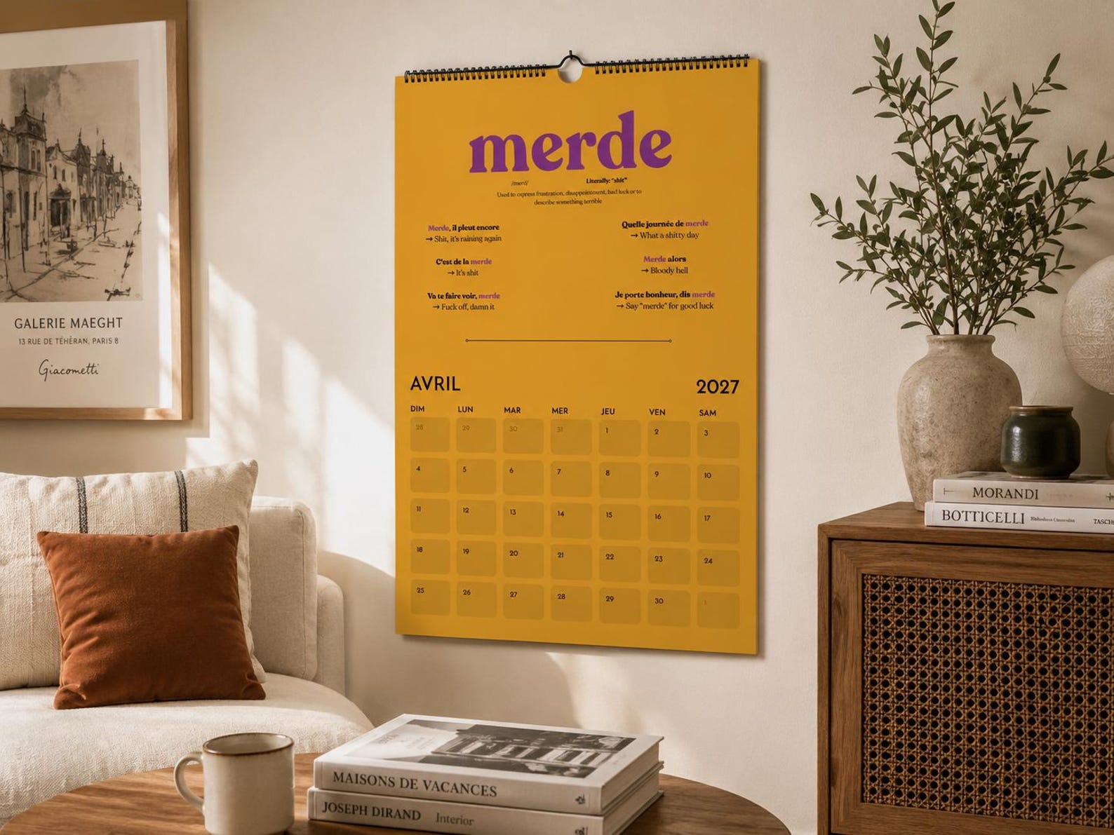 French Swearing Calendar 2027 | Learn French Slang & Swear Words | Funny French Gift | A3 Wall Calendar | Adult Language Learning Gift