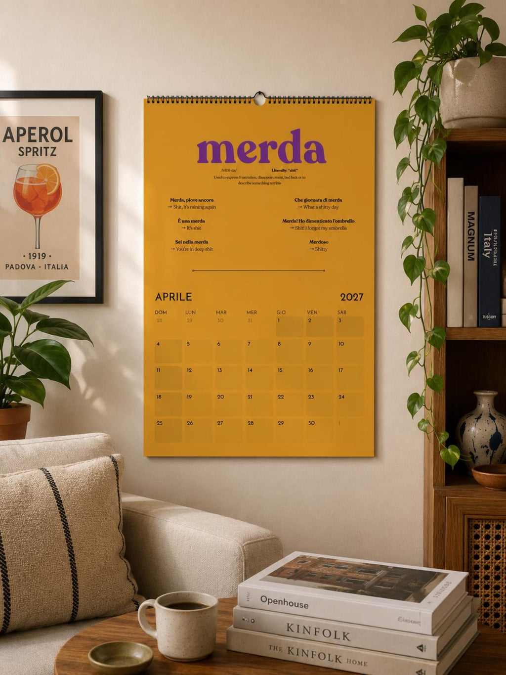 Italian Swearing Calendar 2027 | Learn Italian Slang & Swear Words | Funny Italian Gift | A3 Wall Calendar | Adult Language Learning Gift