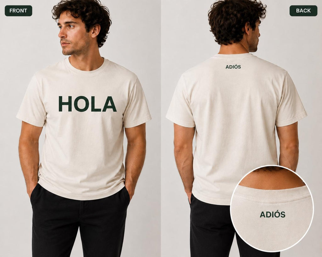 Spanish Hola Adiós  T Shirt | Learn Spanish Gift | Spanish Teacher Tee | Language Learner T-Shirt | Minimalist Unisex Tee