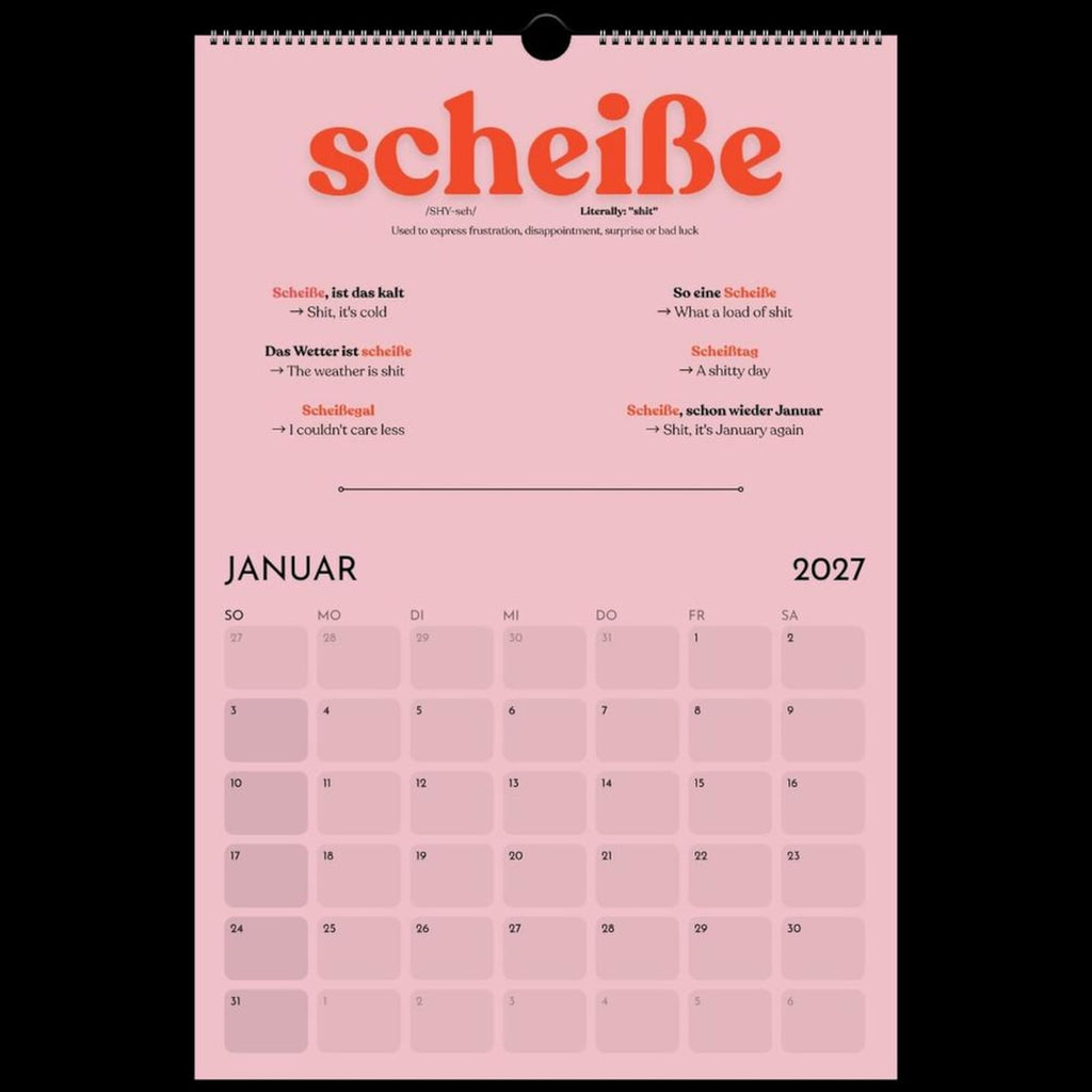 German Swearing Calendar 2027 | Learn German Slang & Swear Words | Funny German Gift | A3 Wall Calendar | Adult Language Learning Gift