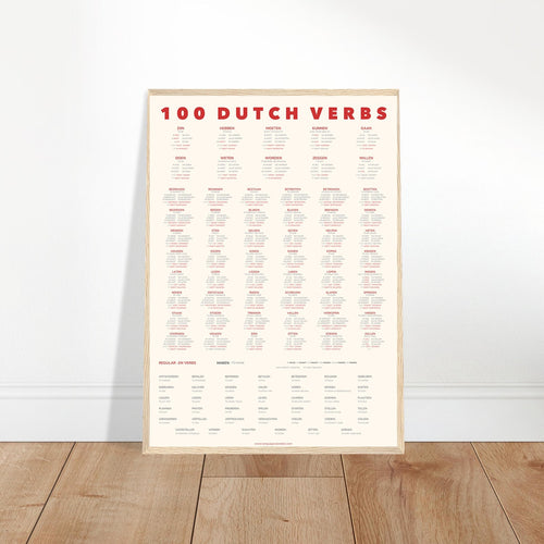 100 Dutch Verbs | A2 Minimalist Language Poster