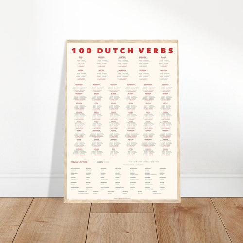 100 Dutch Verbs | A2 Minimalist Language Poster