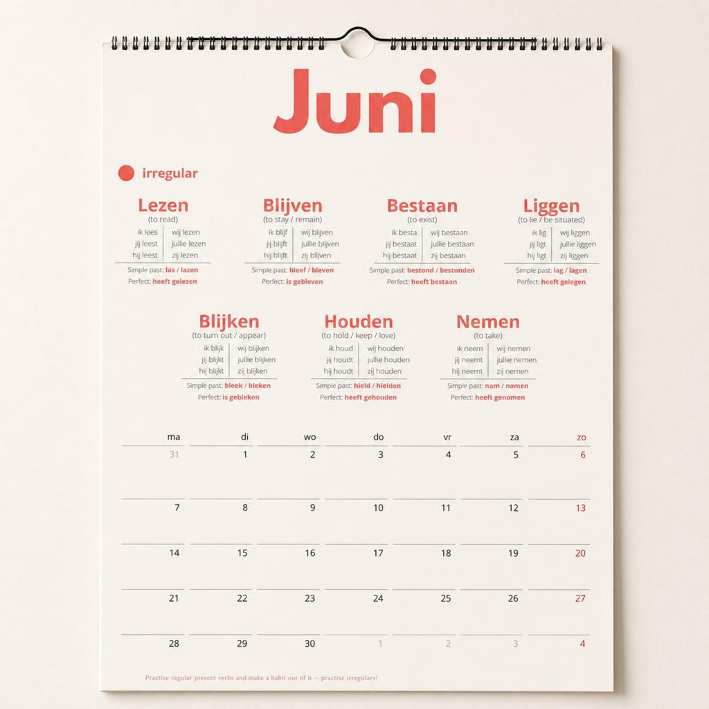 Dutch Verb Calendar 2027 – Learn Dutch, A3 Language Learning Wall Calendar