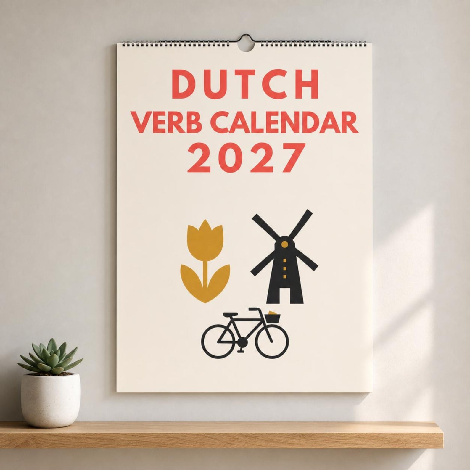Dutch Verb Calendar 2027 – Learn Dutch, A3 Language Learning Wall Calendar