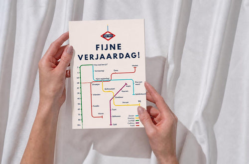 Dutch Birthday Card, Metro Fijne Verjaardag Map Design, 5x7, Blank Inside