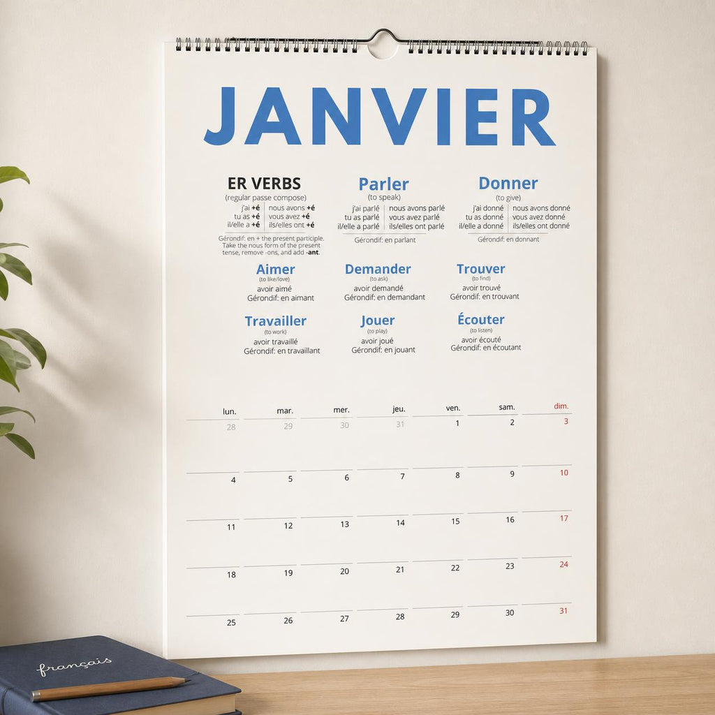French Passé Composé Calendar