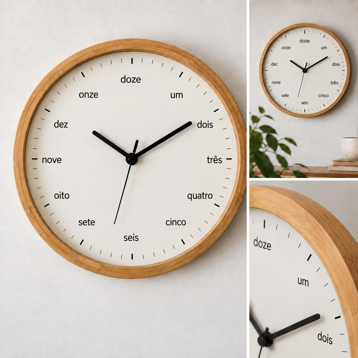 Portuguese Numbers Wall Clock