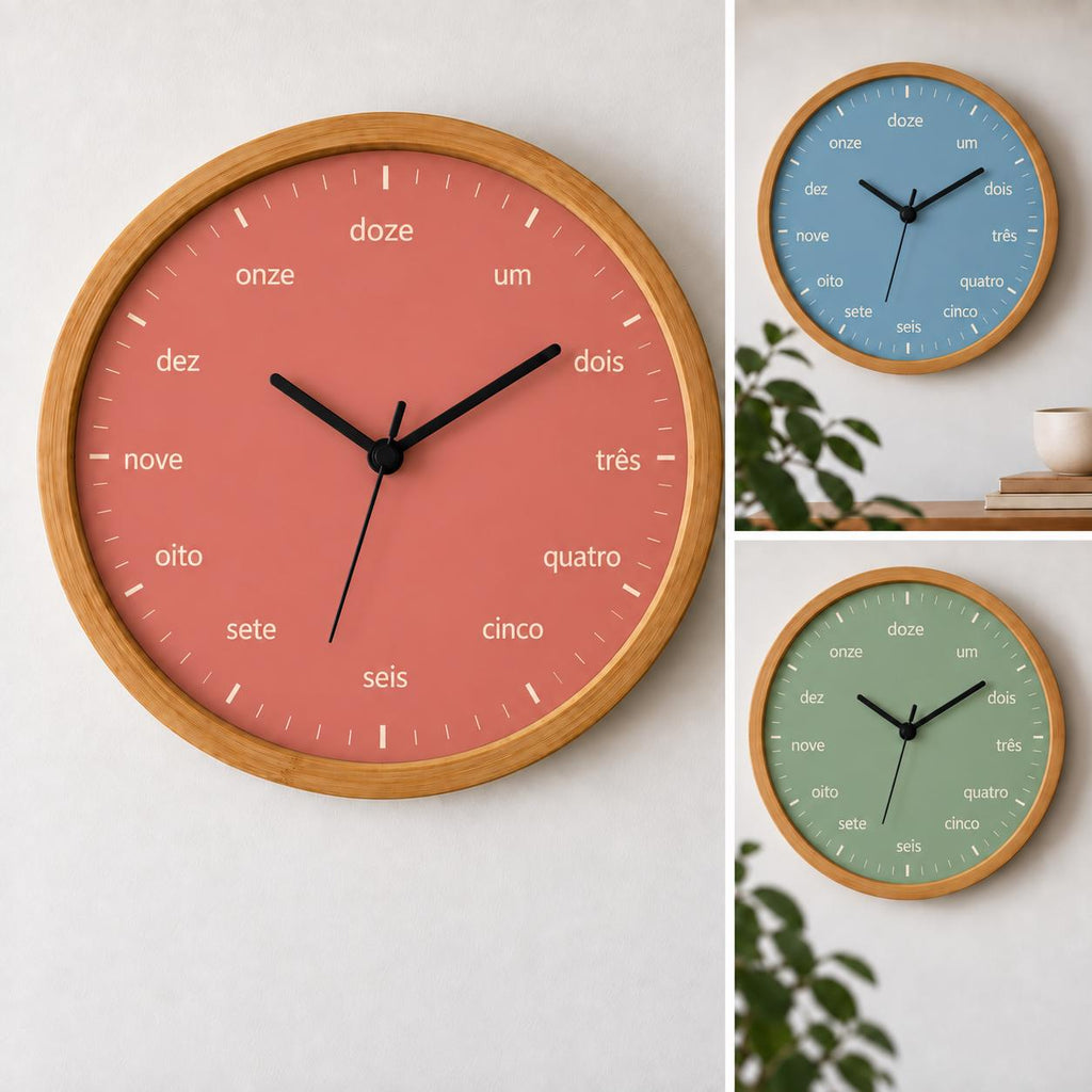 Portuguese Numbers Wall Clock