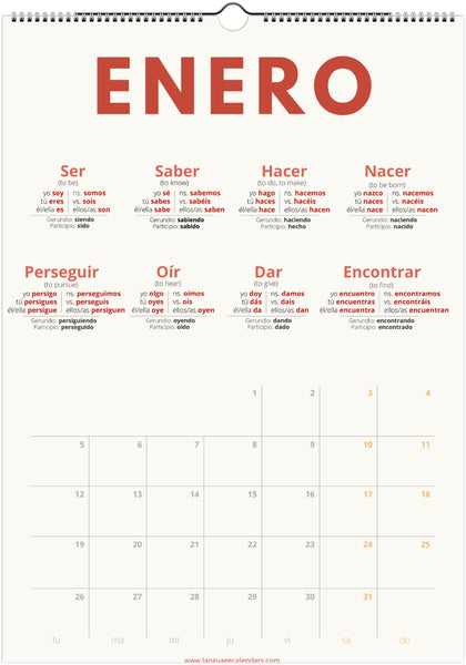 Spanish Verb Calendar 2026