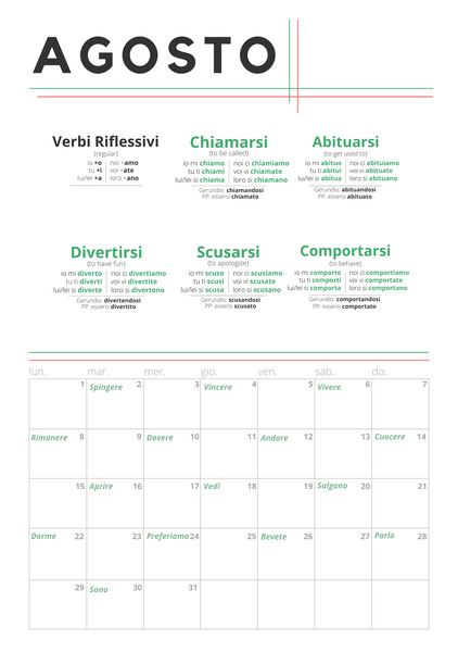 Italian Verb Calendar