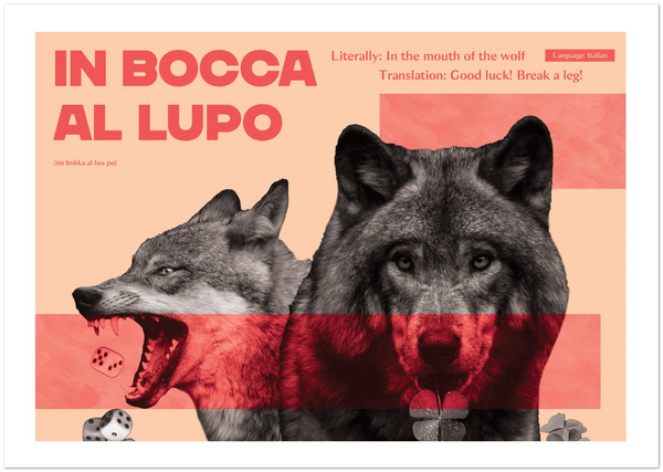 Italian Idiom Poster - In the mouth of the wolf