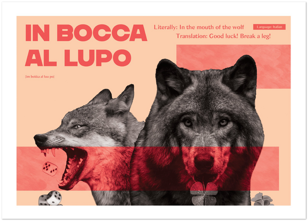 Italian Idiom Poster - In the mouth of the wolf