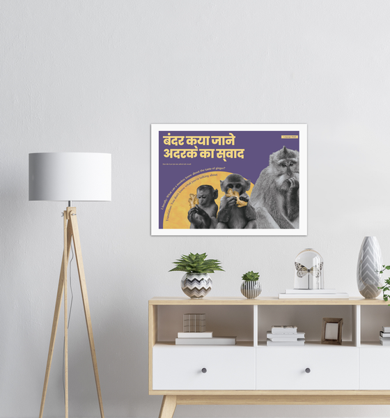 Hindi Idiom Poster - What can a monkey know about the taste of ginger